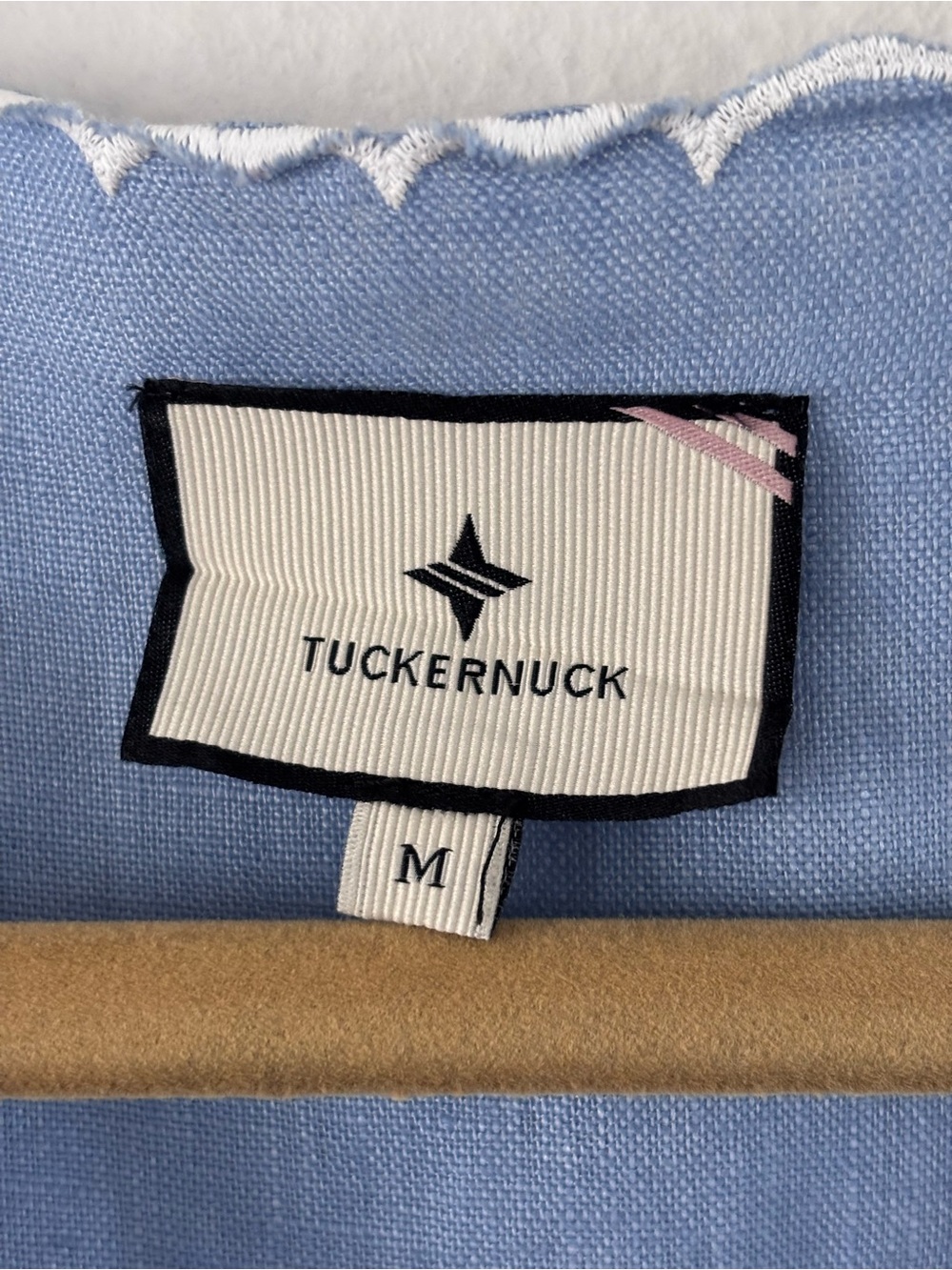 Tuckernuck Open Sky Embroidered Linen Britton Maxi Dress Scalloped Medium EUC - Picture 3 of 11
